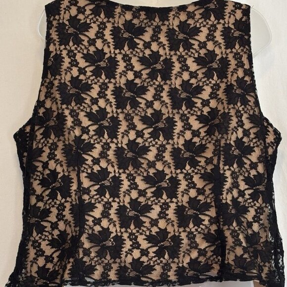 Vintage Danny & Nicole Black Lace Contrast Tank Top - Size 16 - Picture 2 of 5